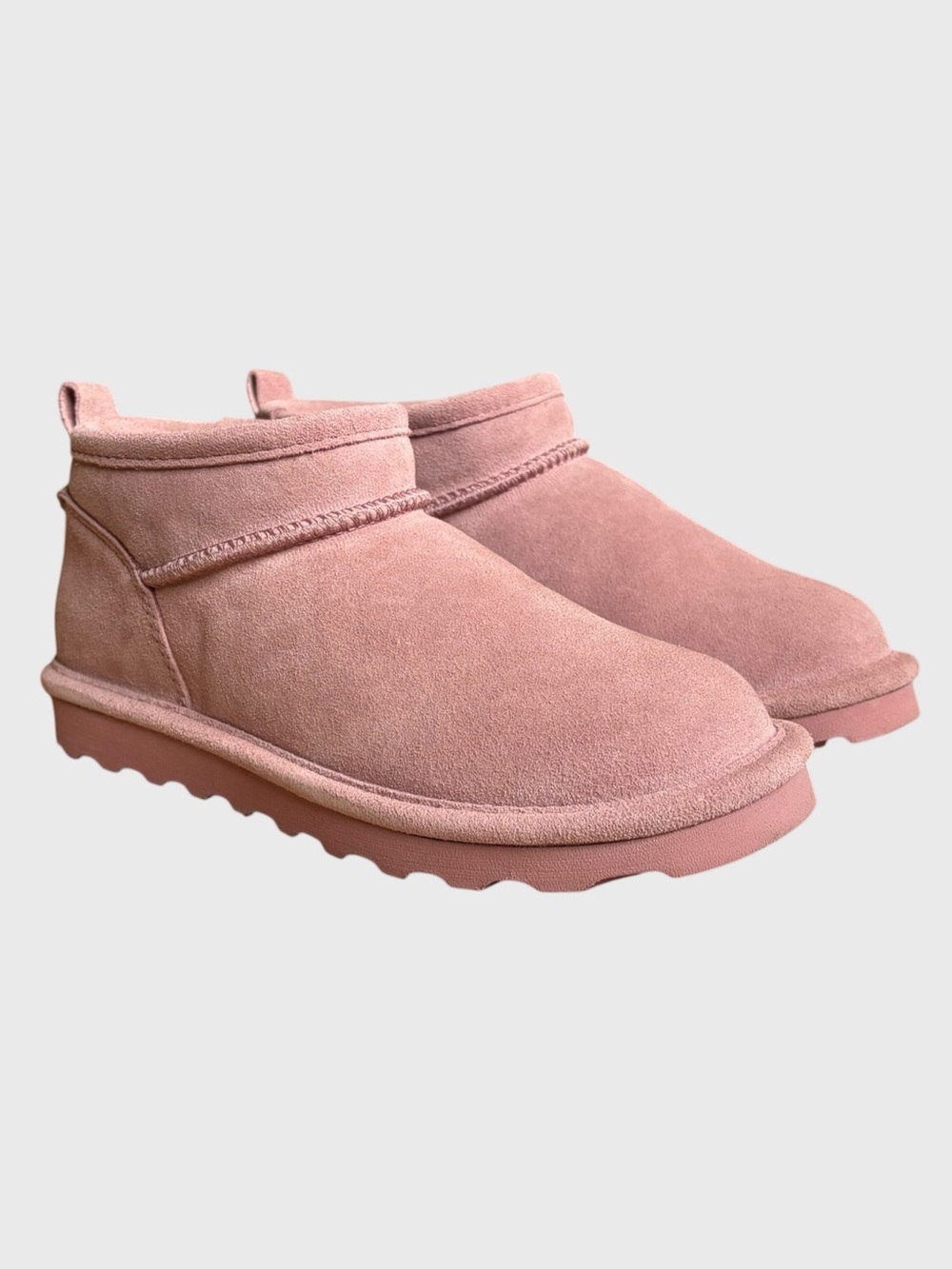 NWB Bearpaw Super Shorty Suede Ankle Boots Women's Size 7 Peony Pink Comfy NEW